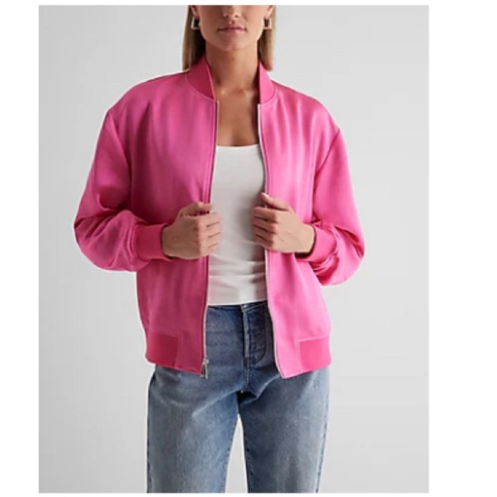 Satin oversized bomber jacket